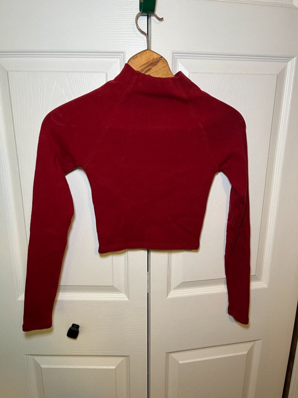 Zara Red Cropped Long Sleeve Mock Neck Top Medium - Picture 2 of 4